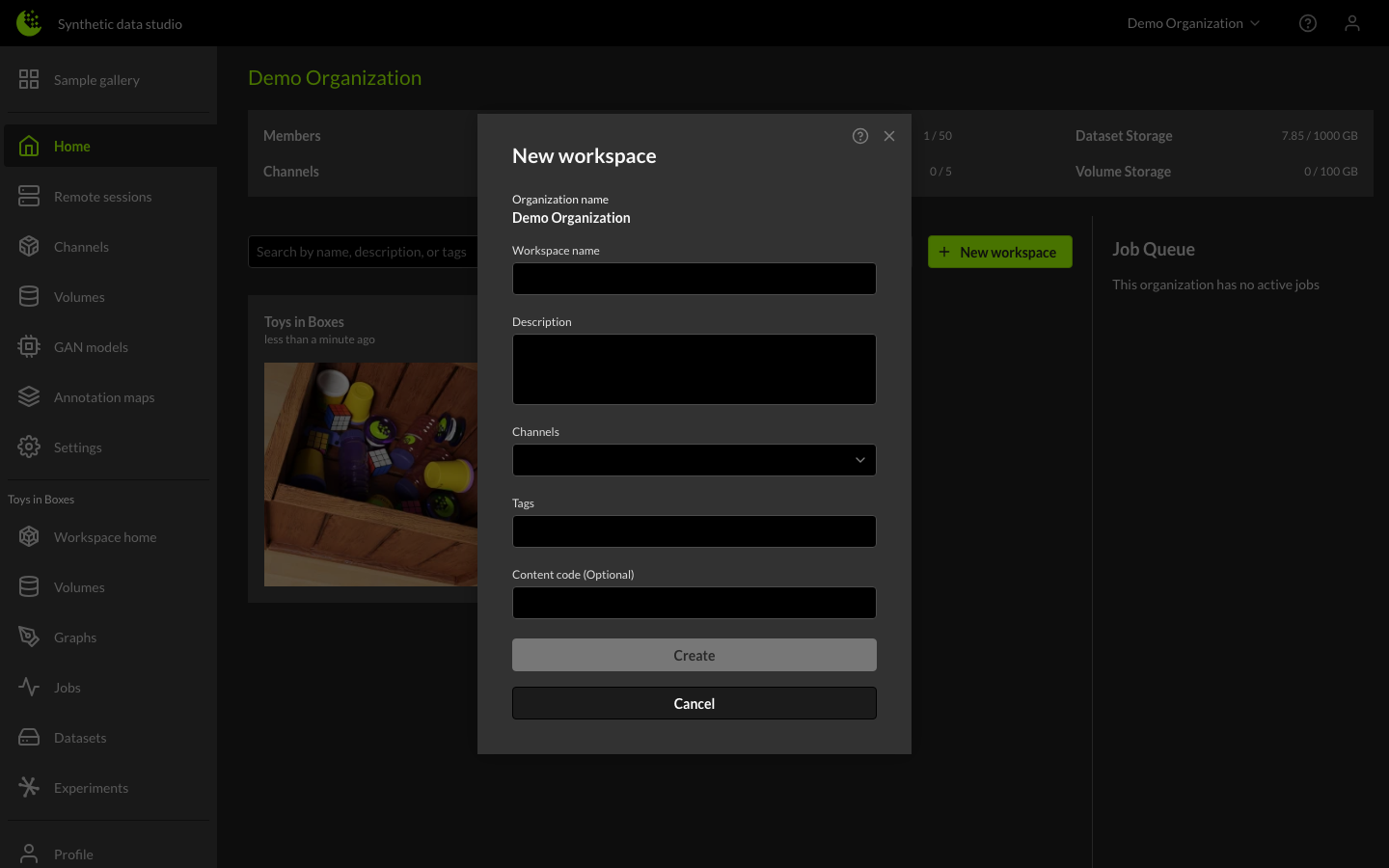 Creating a Workspace