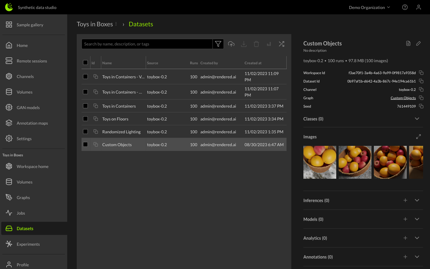 Content Workspace Datasets